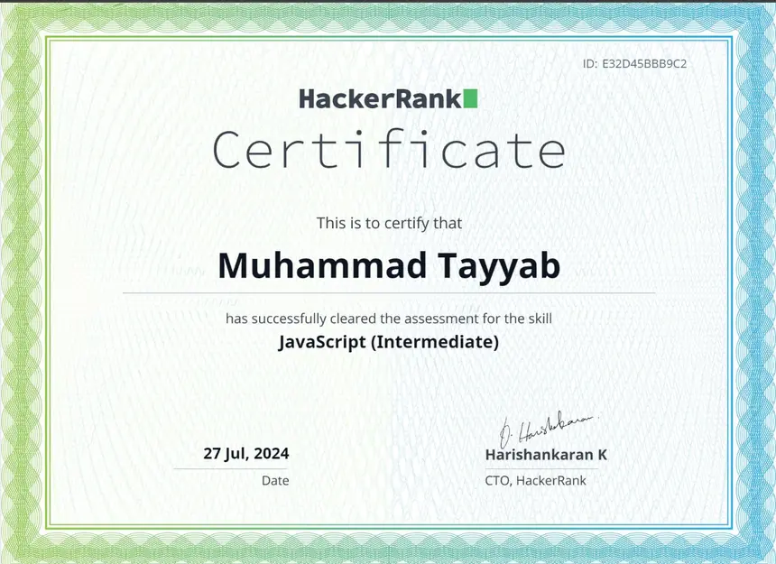 JavaScript Intermediate Certificate